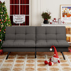 Convertible Faux Leather Futon Sofa Couch,Memory Foam Futon Couch Bed,Loveseat Sleeper Sofa Bed,Small Splitback Modern Folding Sofa Bed for Living Room,Office,Apartment,Matte Black