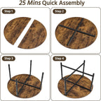 Yaheetech Round Coffee Table, Small Coffee Table with Sturdy Metal Legs for Living Room, Rustic Wood Circle Tables Easy to Assemble, 31.5 x 17.7 Inches