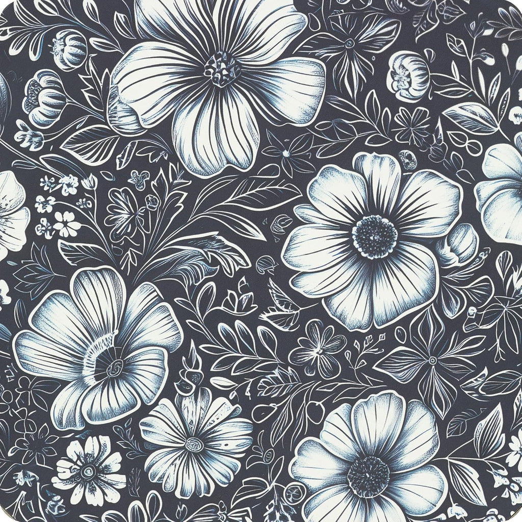 Mandala Small Rectangle End Table, Side Table with Black Flowers Finish, Retro Modern Small Coffee Table for Balcony, Living Room(11.8" D x 15.7" W x 17" H, Black, Rectangle)