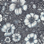 Mandala Small Rectangle End Table, Side Table with Black Flowers Finish, Retro Modern Small Coffee Table for Balcony, Living Room(11.8" D x 15.7" W x 17" H, Black, Rectangle)