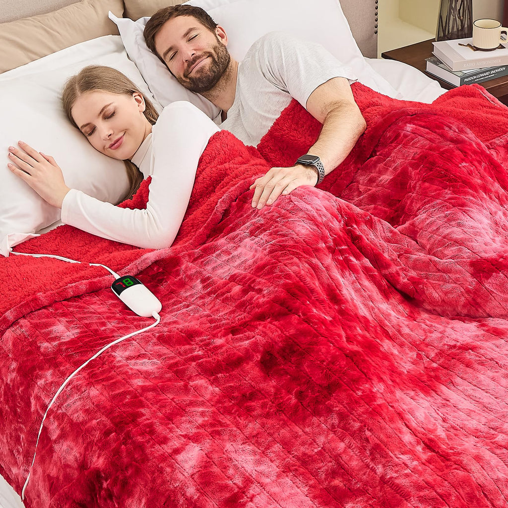 Manta Elétrica Aquecida OCTROT - Manta de Aquecimento em Sherpa de Lã para Sofá, Manta de Aquecimento de Pelo Sintético para Colo com Temporizador de 5 Posições e 10 Níveis de Aquecimento, Certificação ETL&FCC, para Adultos
