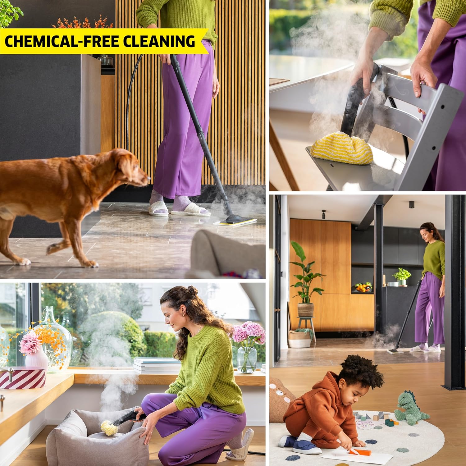 Kärcher Steam Cleaner, Multi Purpose, Power Steamer, Chemical-Free, 40 Sec Heat-Up, for Grout, Tile, Hard Floors, Appliances & More - SC 3 Easy Fix