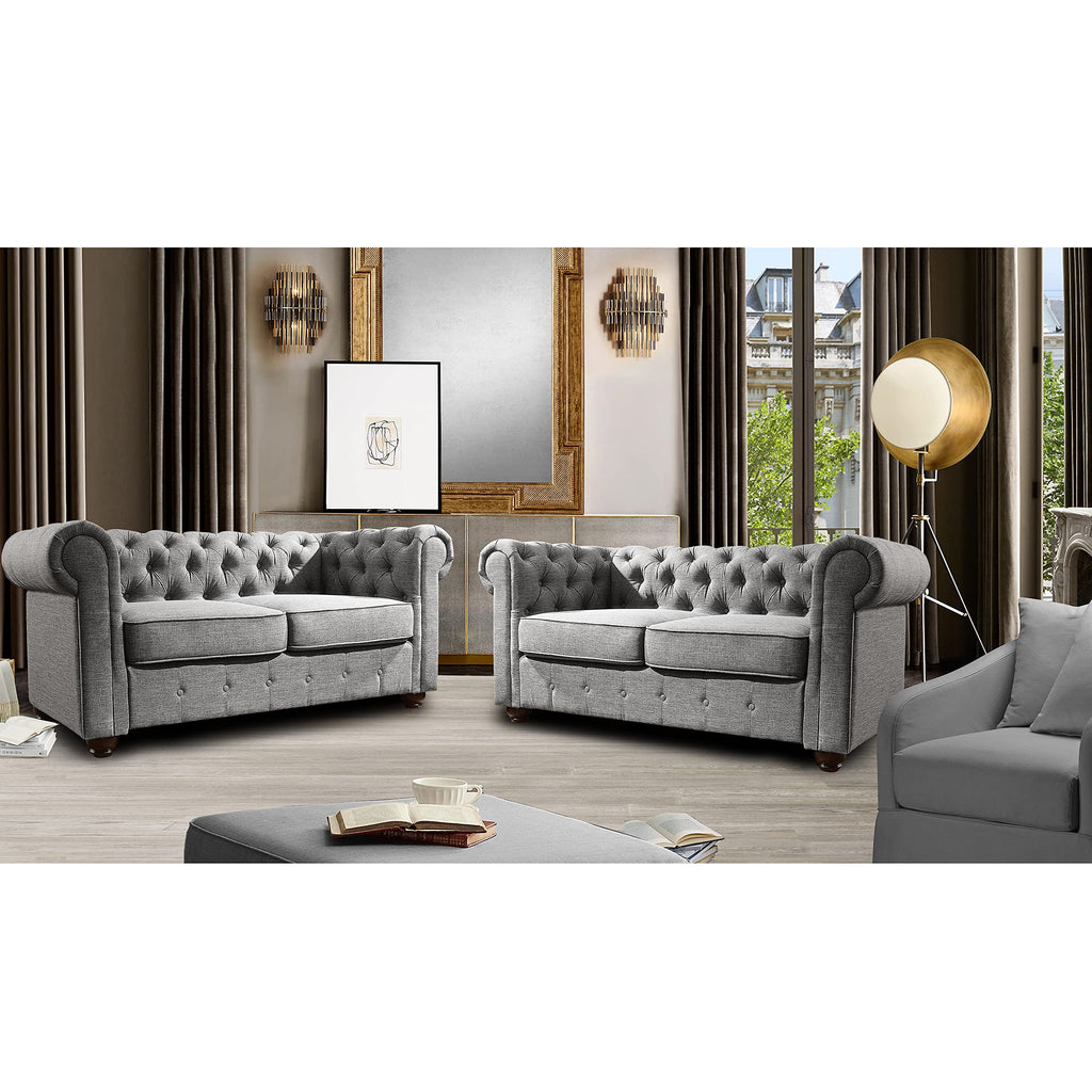 Rosevera Genevieve Upholstered Tufted Loveseat Couch,Chesterfield Sofa loveseat with Armrest Scroll Arm Sofa Couch, Sectional Sofa for Living Room Office