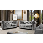 Rosevera Genevieve Upholstered Tufted Loveseat Couch,Chesterfield Sofa loveseat with Armrest Scroll Arm Sofa Couch, Sectional Sofa for Living Room Office