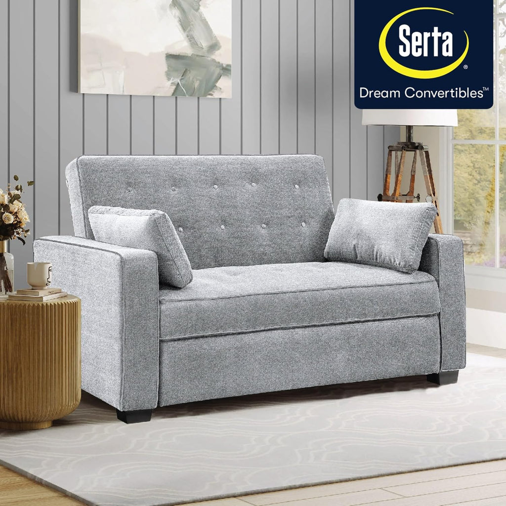 Serta Ainsley Queen Size Convertible Sofa Bed, Light Grey