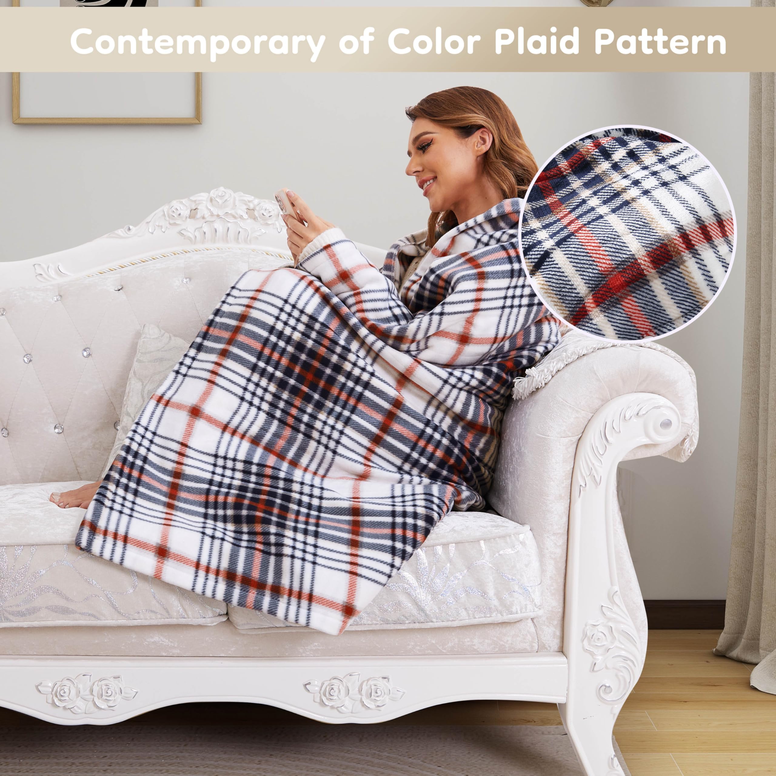 Elektrisch verwarmd deken 72" x 84" volledige maat flanellen stof met 4 verwarmingsniveaus & 10 uur automatische uitschakeling, ademend warm en wasbaar voor zacht en bed - lichtgrijs