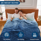 Elektrische Heizdecke mit Kunstpelz, Größe mit flauschigem Sherpa-Rücken, wärmende Plüschdecke Geschenk, weiche Heizdecken mit 10 Wärmeeinstellungen, 5 Zeiteinstellungen, ETL 50"x60", Anthrazitgrau