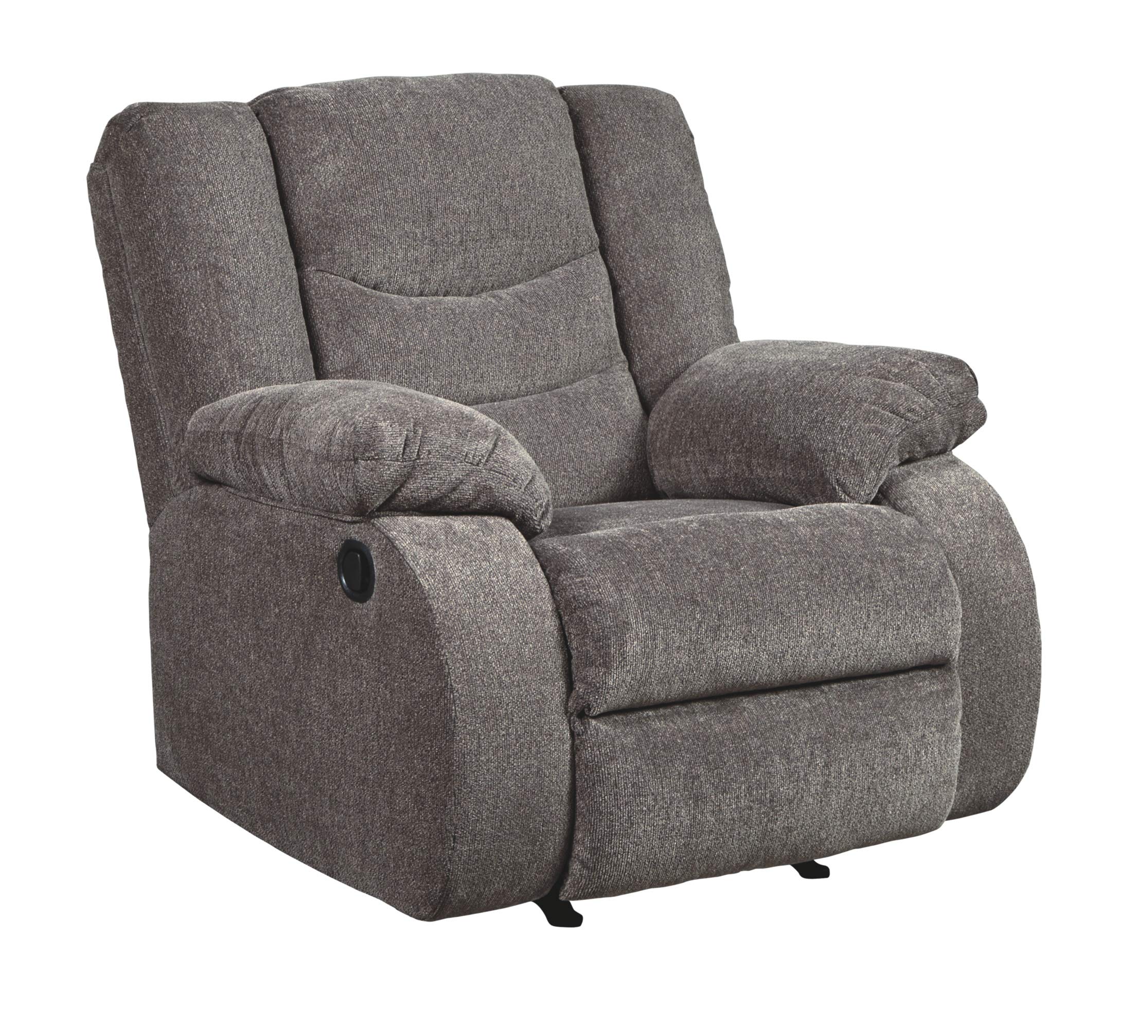 Signature Design by Ashley Tulen Modern Manual Pull Tab Reclining Loveseat, Dark Gray