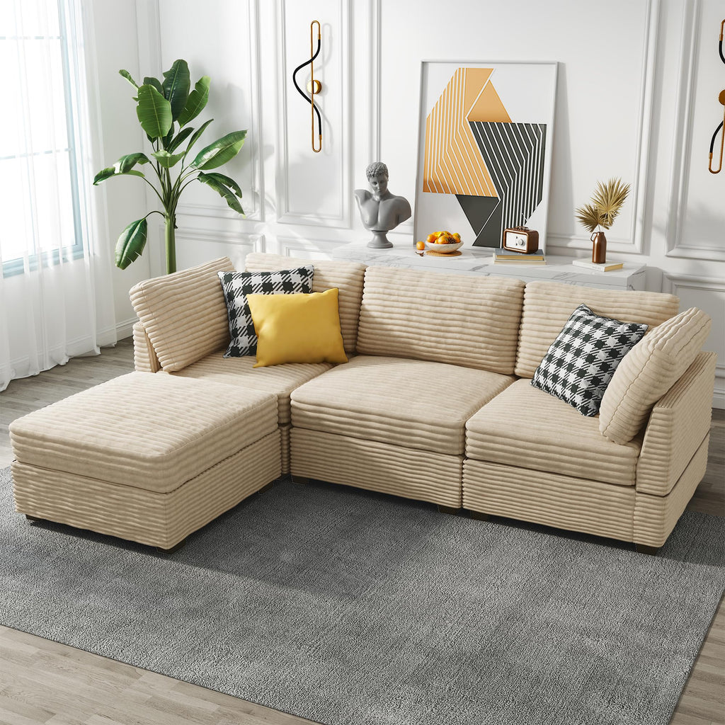 Modular Sectional Sofa,5 Pieces Sectional Couches for Living Room,L Shaped Cloud Couch Chaise Set, Black