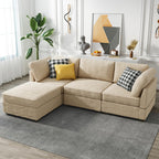 Modular Sectional Sofa,5 Pieces Sectional Couches for Living Room,L Shaped Cloud Couch Chaise Set, Black