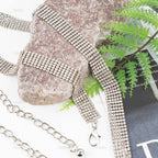 AUEAR, Women's Rhinestone Belt Shiny Crystal Diamond Waist Fashion Silver Buckle