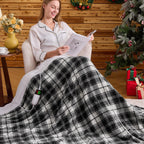 Elektrisch verwarmd deken, 50X60, verwarmingsdeken met 10 verwarmingsniveaus/8 uur automatische uitschakeling, marineblauw geruit Sherpa-dekenverwarmer voor volwassenen, wasbaar deken cadeau voor bank bed kantoor, ETL