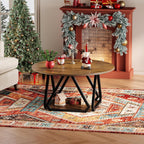 Round Coffee Table, 31.5" 2-Tier Center Table with Storage Shelf, Modern Rustic Circle Wood Coffee Table for Living Room, Apartment (Rustic Brown)