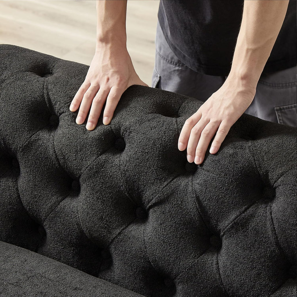 U-Shaped Oversized Symmetrical Sectional Sofa Couch Classic Chesterfield Scroll Armrest Button Tufted Sofa&Couch with Extra Wide Chaises and 2 Pillows for Living Room Home Theater/Office/Apartment