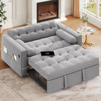 DWVO Convertible Sleeper Sofa Bed: 3-in-1 Loveseat Couch with Pullout Bed, 7-Level Adjustable Backrest, USB Ports, Storage Pockets, Pillows, Modern Lounge Furniture Light Gray