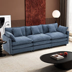 Ihanherry 146" U-Shaped Modern Sofa Modular Sectional Cloud Couch with 2 Ottoman, 6-Seat Chenille Deep Seat Sofa with 6 Pillows for Living Room, Bedroom and Apartment, Black