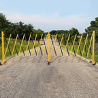 Folding Security Gate Expandable Barricade, Heavy-Duty Retractable Barrier with Wheels for Crowd Control, Traffic, Parking Lots, Warehouses & Residential Use, Lockable Casters, Weather-Resistant Steel