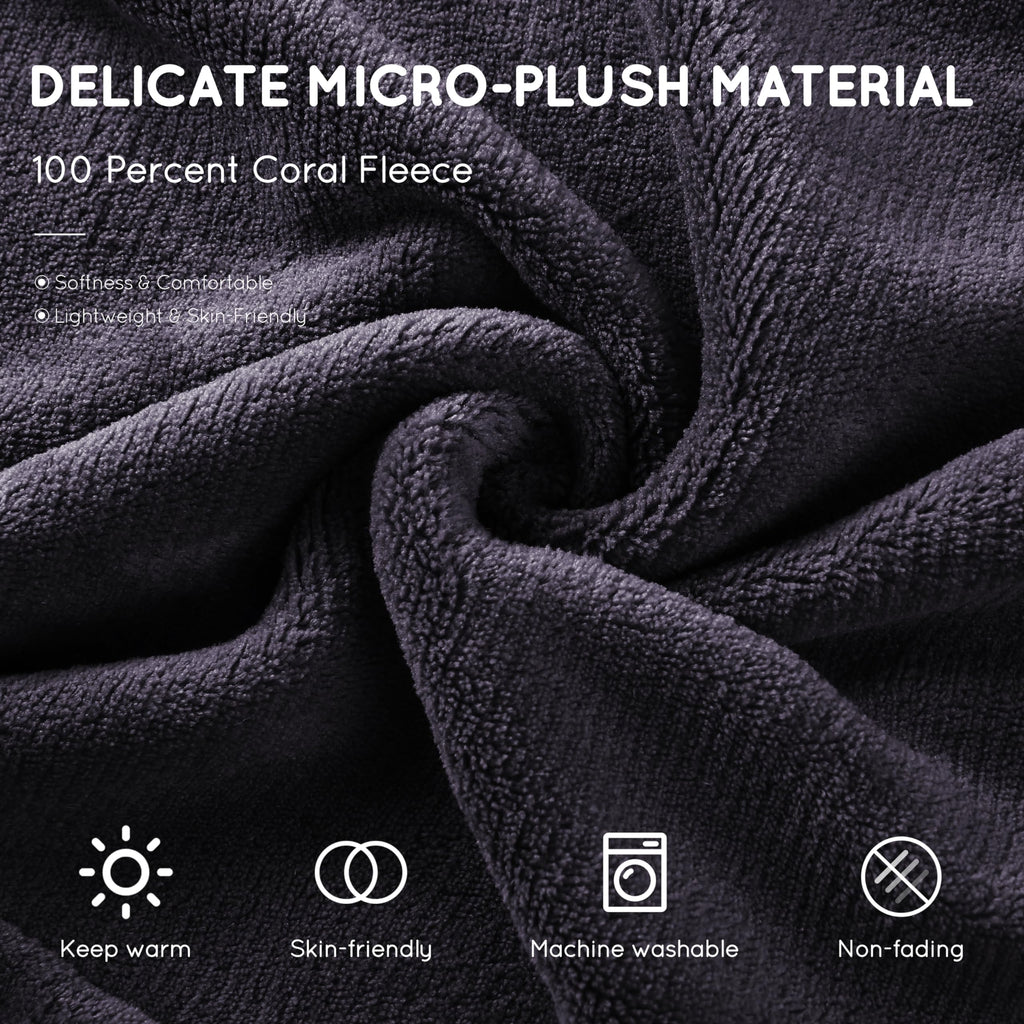 Couverture chauffante électrique DUODUO 72"x84" en polaire corail chaude avec 4 réglages de chaleur et arrêt automatique de 10 heures Protection contre la surchauffe - Gris 
