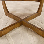 LEEMTORIG Round Wood Coffee Table, Mid Century Modern Round Walnut Coffee Tables for Living Room, 33.5" Dia. Circle Drum Coffee Table with Cross Legs, Easy Assembly, Brown Walnut KFZ-3223