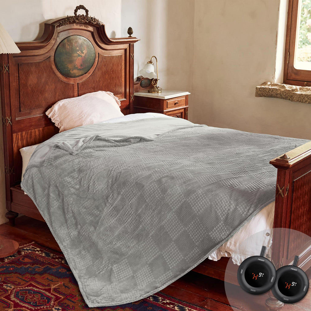 Verwarmd deken elektrisch deken plaid 50''X60'' - verwarmingsdeken met 6 warmtestanden - 2-10 uur automatische uitschakeling, ETL gecertificeerd, wasmachinebestendig (zwart)