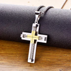YL Men's Cross Necklace 316L Stainless Steel Large Jesus Christ Pendant Jewelry Rolo Chain for 24''