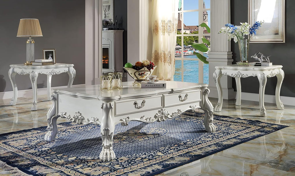 Acme Dresden 2 Drawers Coffee Table in Bone White