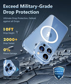 FNTCASE dla etui iPhone 13 Pro-Max: Mocne magnetyczne, antyżółknięcie, smukłe przezroczyste etui | Wojskowej klasy ochronna i odporna na wstrząsy cienka przezroczysta osłona na telefon (przezroczysta)