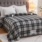 Elektrisch verwarmd deken, 50X60, verwarmingsdeken met 10 verwarmingsniveaus/8 uur automatische uitschakeling, marineblauw geruit Sherpa-dekenverwarmer voor volwassenen, wasbaar deken cadeau voor bank bed kantoor, ETL