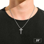 M MOOHAM Cross Necklace for Men, Silver Black Gold Stainless Steel Plain Cross Pendant Necklace for Men Box Chain 16-30 Inch