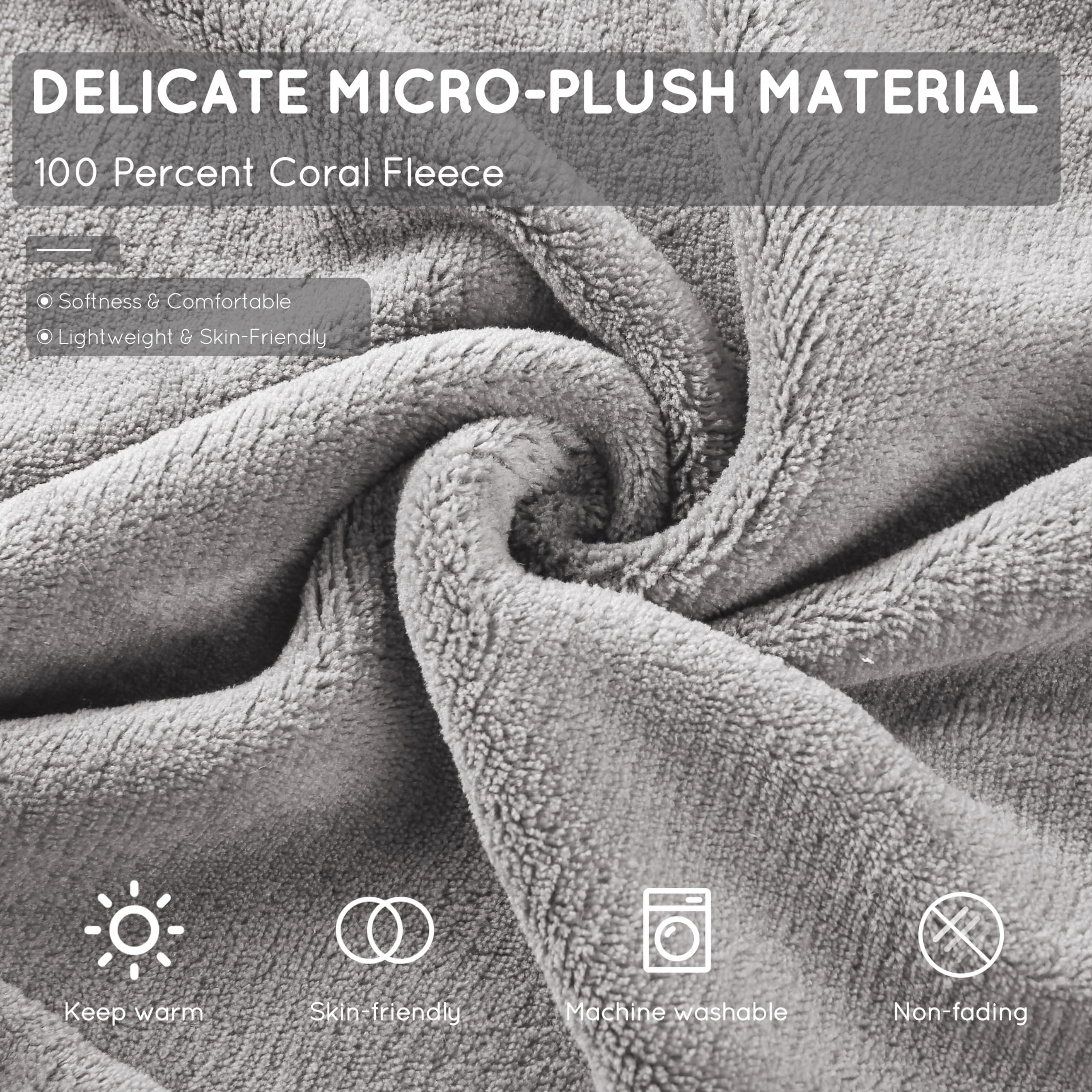 Couverture chauffante électrique DUODUO 72"x84" en polaire corail chaude avec 4 réglages de chaleur et arrêt automatique de 10 heures Protection contre la surchauffe - Gris 