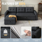 L-Shape Reversible Sectional Sleeper Sofa Bed 4 in 1 Pull Out Couch with Storage Chaise & Removable Back Cushions,Convertible Sleeper Corner Couch Pull-Out Sofa Bed for Living Room,Office