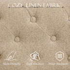 Mid-Century Modern Chesterfield Sofa with Ottoman, Linen Loveseat Classical Retro 2 Seater Couch Tufted Deep Seat Sofa Pet Friendly Sofa Victorian Couch for Living Room (Grey)