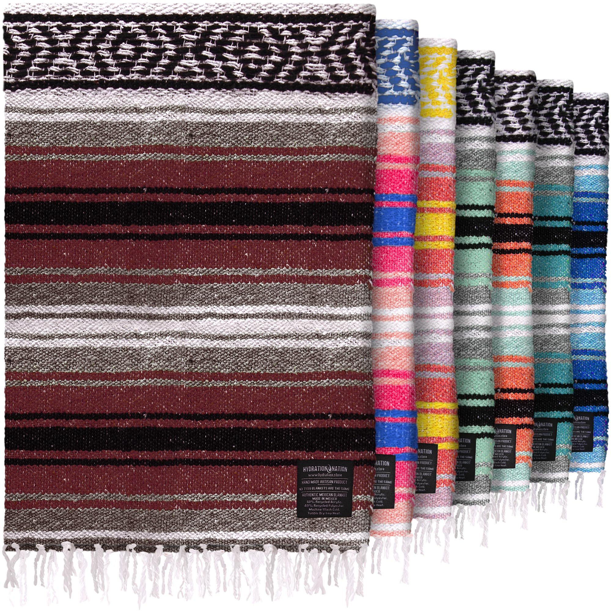 Authentische große handgewebte mexikanische Decke - Weiche Yoga- Strapazierfähiger Serape- Leichte Falsa, Strand-, Camping-, Picknick-, Outdoor-Decke 70"x50" - Kirsche