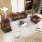 QHITTY 3 Piece Living Room Set, Sectional Chesterfield Sofa Chair Contemporary Upholstered Leather Loveseat Couch Sets for Living Room, Bedroom, Office