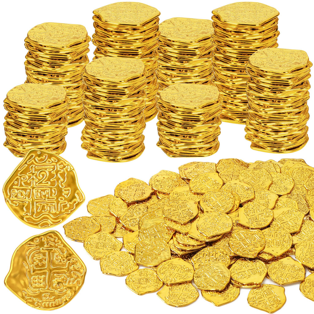 120 PCS Gold Coins, 1.4 in Plastic Gold Coins, 0.08 in Thick Fake Coins Pirate Coins Tokens Play Coins for Kids, Pirate Treasure Classroom Reward Adventure Theme Party Supplies for Pirate Party