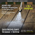 Sun Joe Electric Pressure Power Washer, 2030 PSI (PWMA Certified), 1.2 GPM, Dual Soap Tanks, (35-FT GFCI Water-Safe, Power Cord), SPX3000