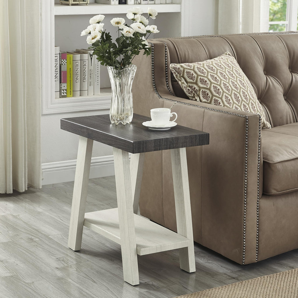 Roundhill Furniture Athens Contemporary Wood Shelf Side Table, Charcoal