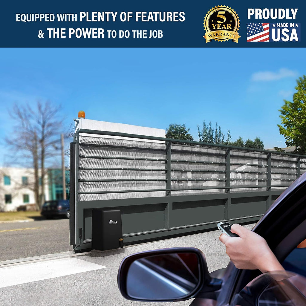 Eagle-2000-FR-1HP Slide Gate Opener 45' & 2000 lbs Gate Capacity Free 2 Remotes, Receiver and EG111 Monitored Photo Eye Included