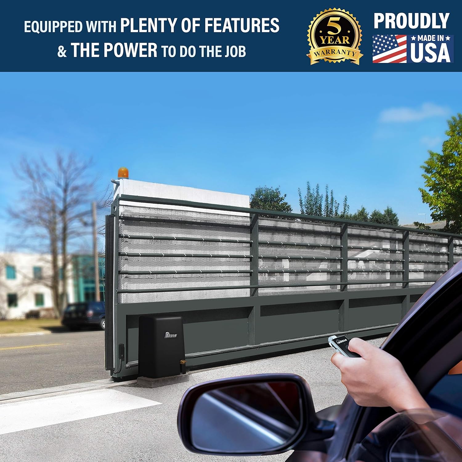 Eagle-2000-FR-1HP Slide Gate Opener 45' & 2000 lbs Gate Capacity Free 2 Remotes, Receiver and EG111 Monitored Photo Eye Included