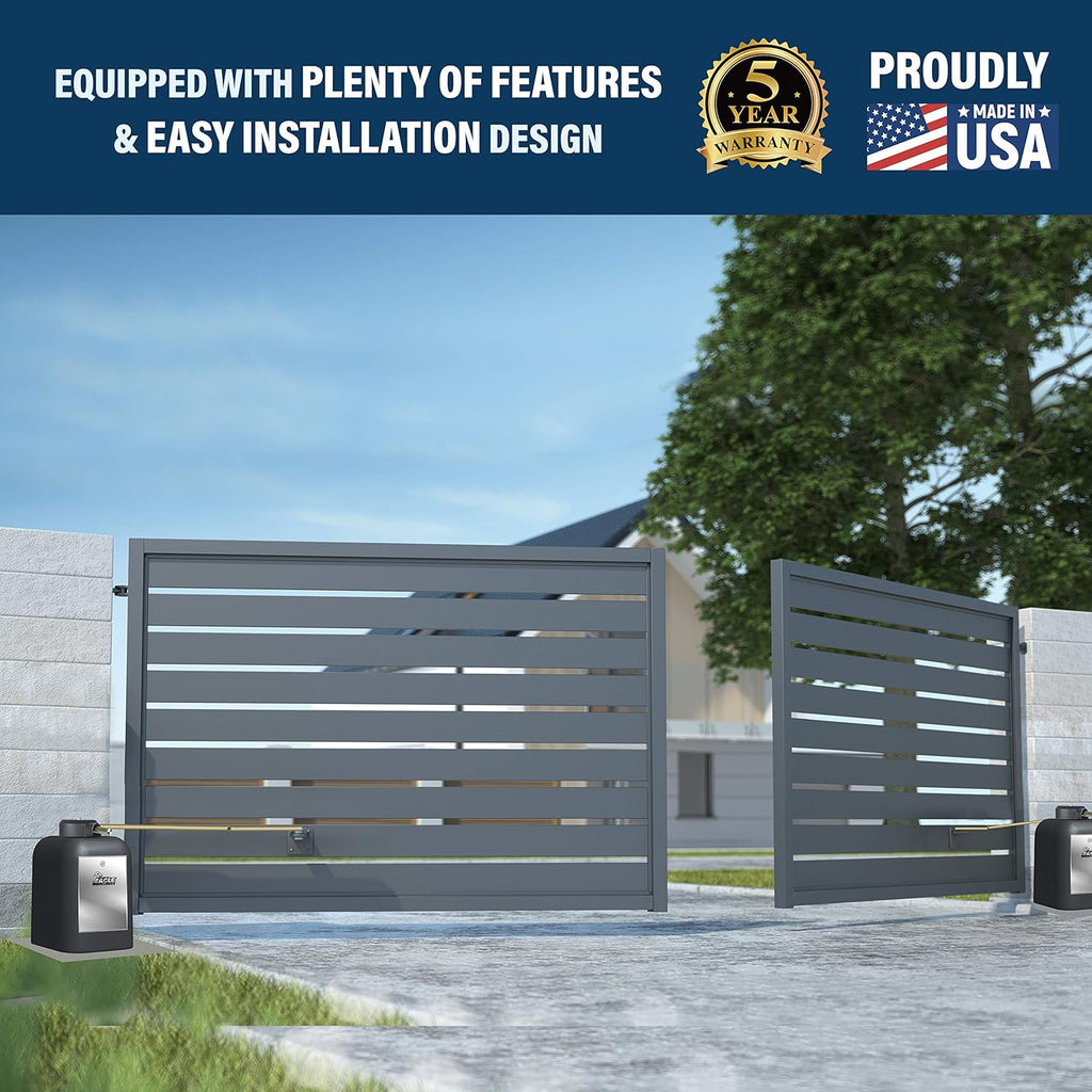 Eagle II 1/2 HP Residential Swing Gate Operator 14' & 400 lbs Gate Capacity FREE 2 Remotes, Receiver and Photo Eye Included