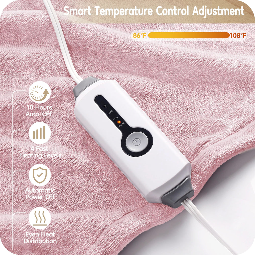 Elektrisch verwarmd deken 72" x 84" volledige maat flanellen stof met 4 verwarmingsniveaus & 10 uur automatische uitschakeling, ademend warm en wasbaar voor zacht en bed - lichtgrijs