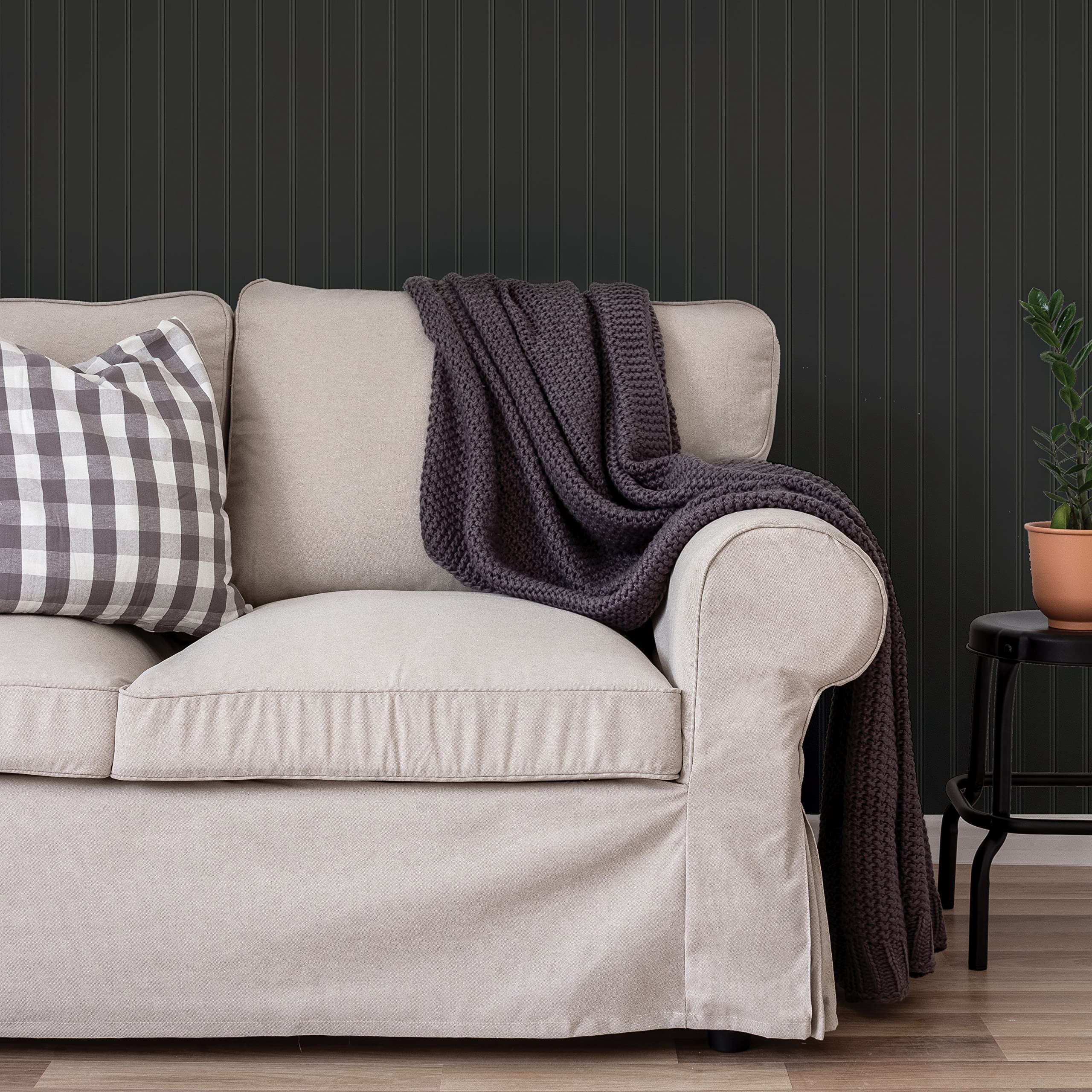 کاغذ دیواری قابل جدا شدن و چسبان Tempaper Black Faux Beadboard، ۲۰.۵ اینچ در ۱۶.۵ فوت، ساخت آمریکا