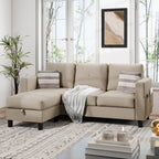 JAMFLY Sectional Sofas Couches for Living Room, L Shaped Couch with Storage Sofa Set, Small Couches for Small Spaces with Movable Ottoman, Dark Grey