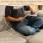 Mid-Century Modern Chesterfield Sofa with Ottoman, Linen Loveseat Classical Retro 2 Seater Couch Tufted Deep Seat Sofa Pet Friendly Sofa Victorian Couch for Living Room (Grey)