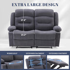Oversized Recliner Loveseat with Heat and Massage, Wall-Hugger Reclining Sofa with Cup Holders and USB Port, Big Large 2-Seater Double RV Recliner Loveseat for Living Room (Fabric, Grey)