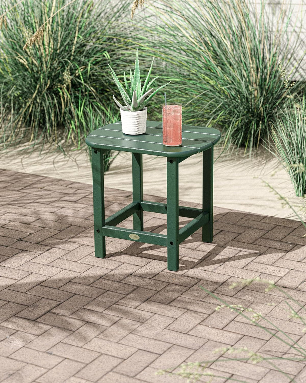 POLYWOOD SBT18GR South Beach 18" Outdoor Side Table, Green