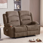 Oversized Recliner Loveseat with Heat and Massage, Wall-Hugger Reclining Sofa with Cup Holders and USB Port, Big Large 2-Seater Double RV Recliner Loveseat for Living Room (Fabric, Grey)