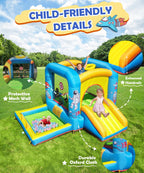 NBSPORT aufblasbares Hüpfburg mit Gebläse für Kinder 3-6 Jahre, Hüpfburg mit Rutsche, 112x63x67'' Kleinkinder-Hüpfburg mit Bällebad, Hüpfburg für drinnen/draußen