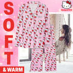 Hello Kitty Pajamas for Women Teens Long PJs Comfy Kawaii Button Down Lounge Set (Pink, XL)