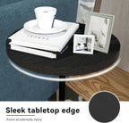 Drink Table, Round Pedestal with Weighted Base,Black Side Modern Cocktail Martini Small End Premium Accent Table for Sofa Couch Chair Living Room Bedroom Dorm Patio